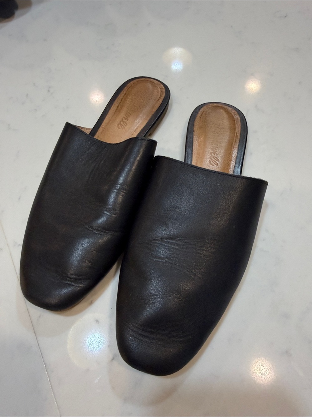 Madewell Black Leather Slip-On Mules
